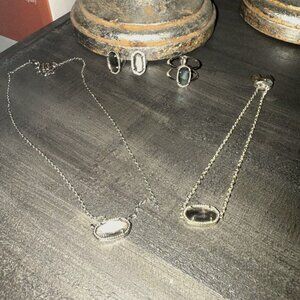 Kendra Scott Set - Silver with Black MOP